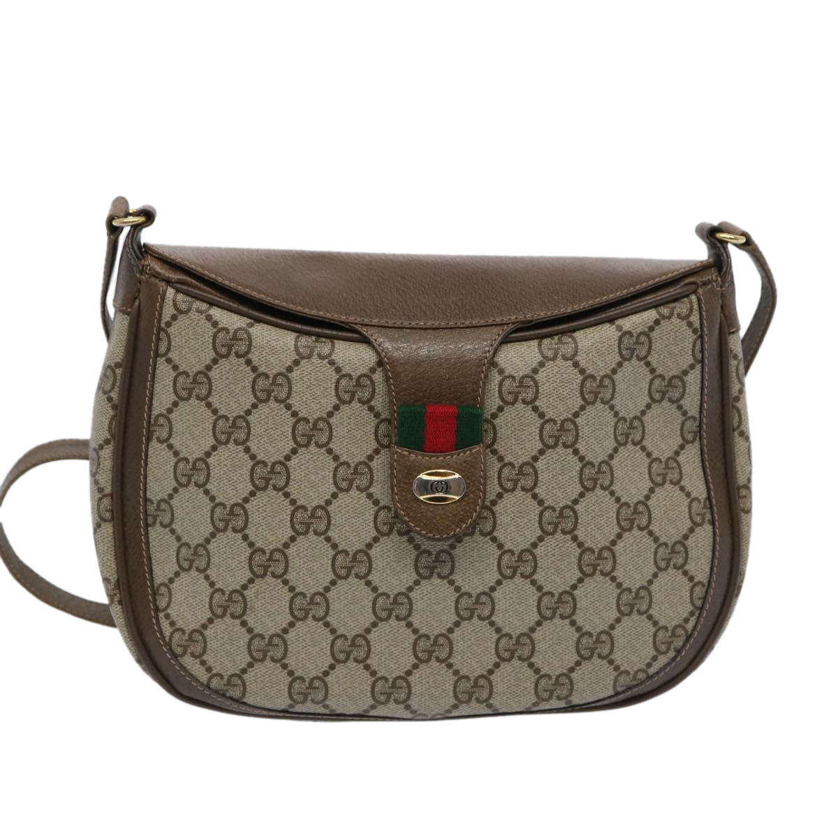 GUCCI GG Supreme Web Sherry Line Shoulder Bag Beige Green 10 02 056  10432