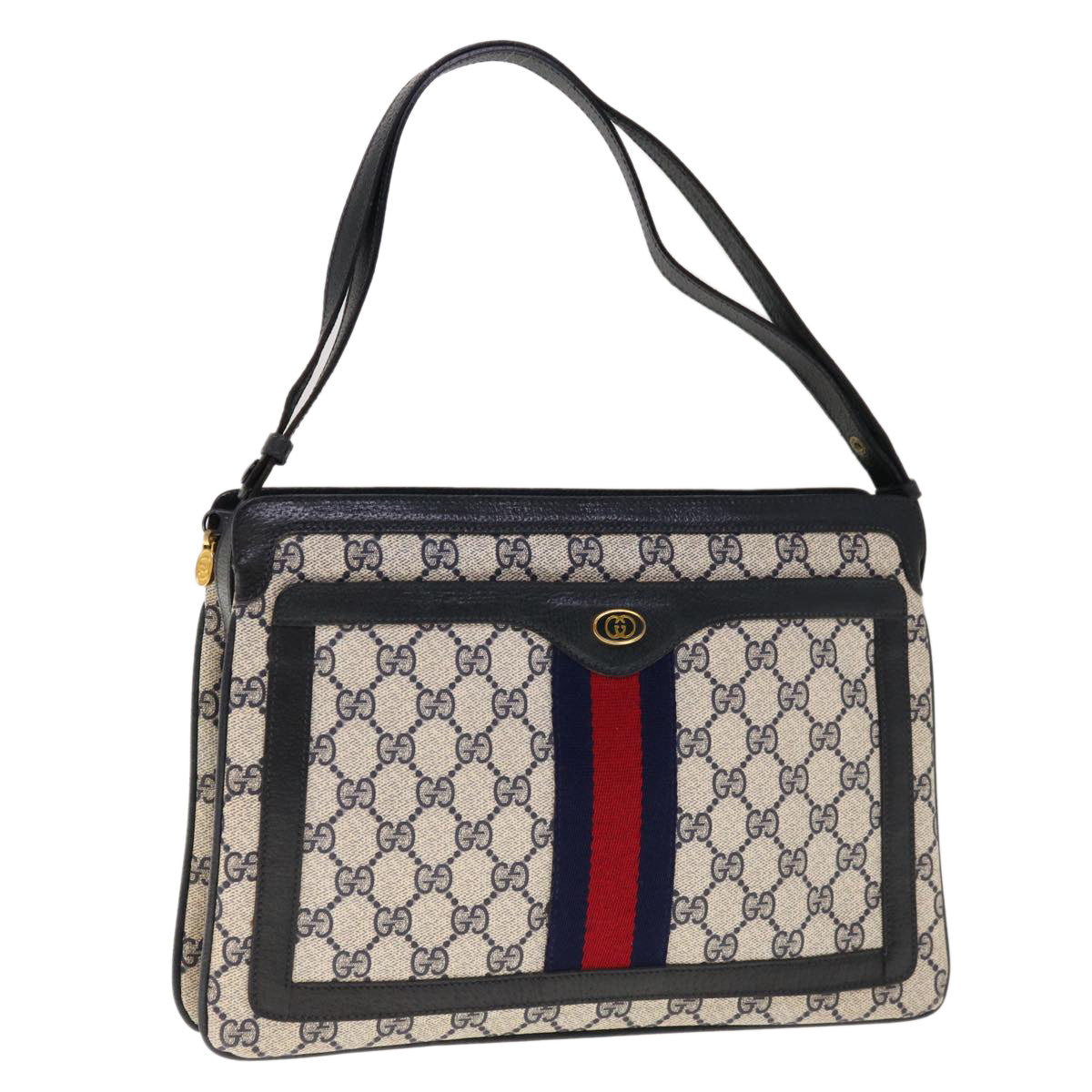 GUCCI GG Supreme Sherry Line Shoulder Bag PVC Red Navy 41 02 013  10438