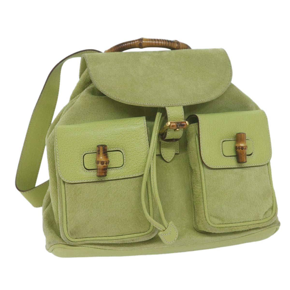 GUCCI Bamboo Backpack Suede Green 0032058  10447