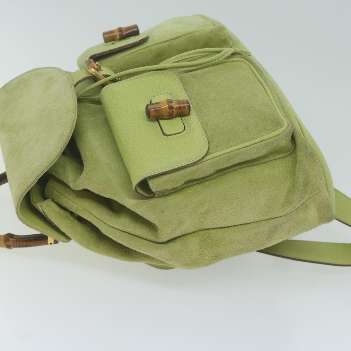 GUCCI Bamboo Backpack Suede Green 0032058  10447