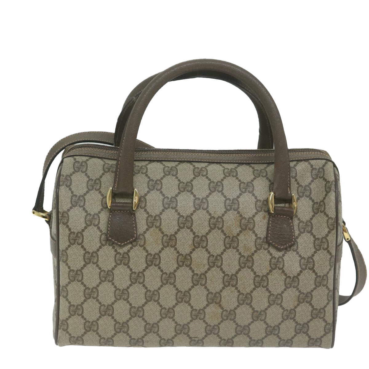 GUCCI GG Canvas Web Sherry Line Boston Bag PVC 2way Beige Green Red  10464