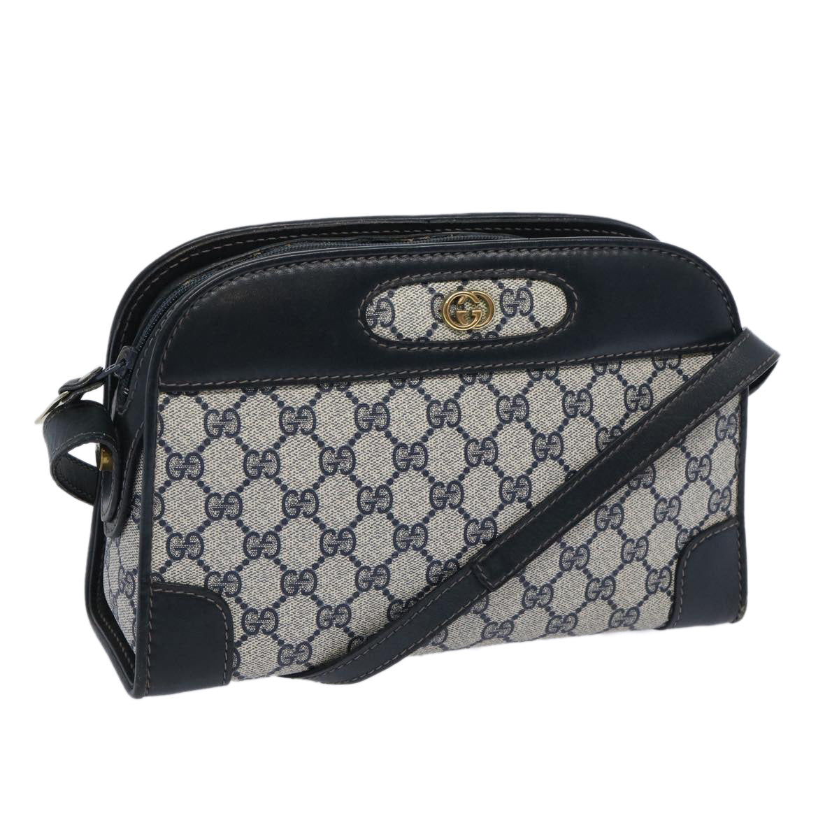 GUCCI GG Canvas Shoulder Bag PVC Navy  10467
