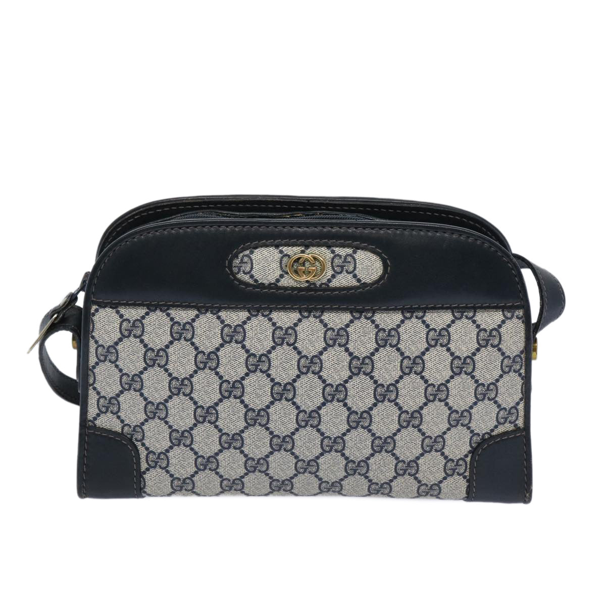 GUCCI GG Canvas Shoulder Bag PVC Navy  10467