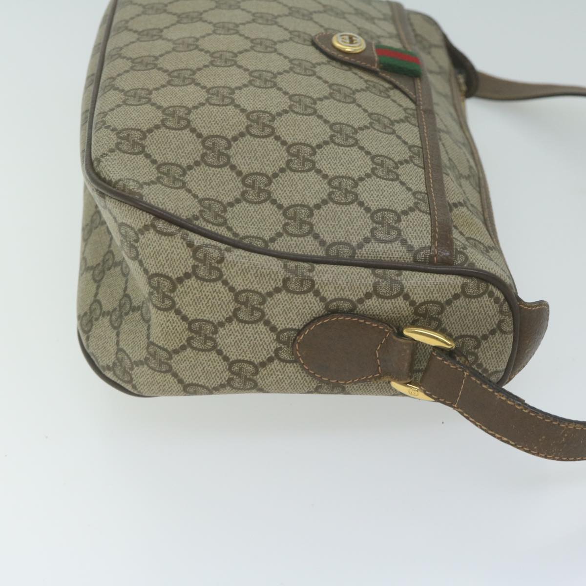 GUCCI GG Canvas Web Sherry Line Shoulder Bag PVC Beige Green Red  10468