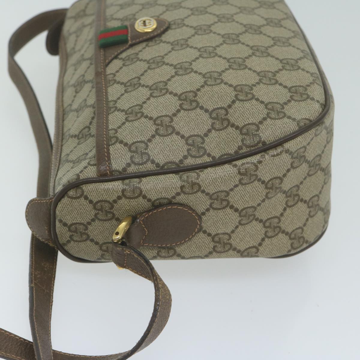 GUCCI GG Canvas Web Sherry Line Shoulder Bag PVC Beige Green Red  10468