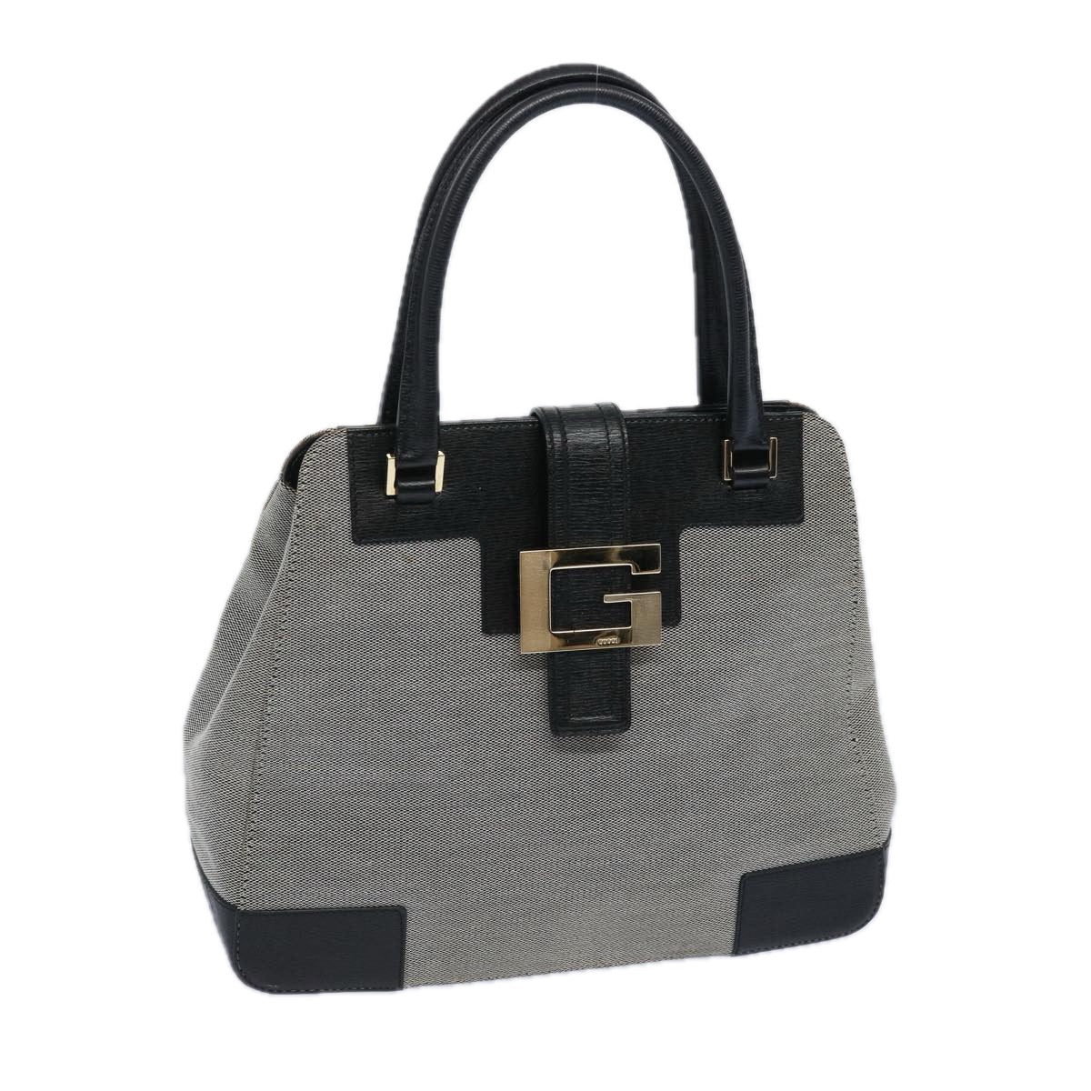 GUCCI Hand Bag Canvas Gray Black  10469