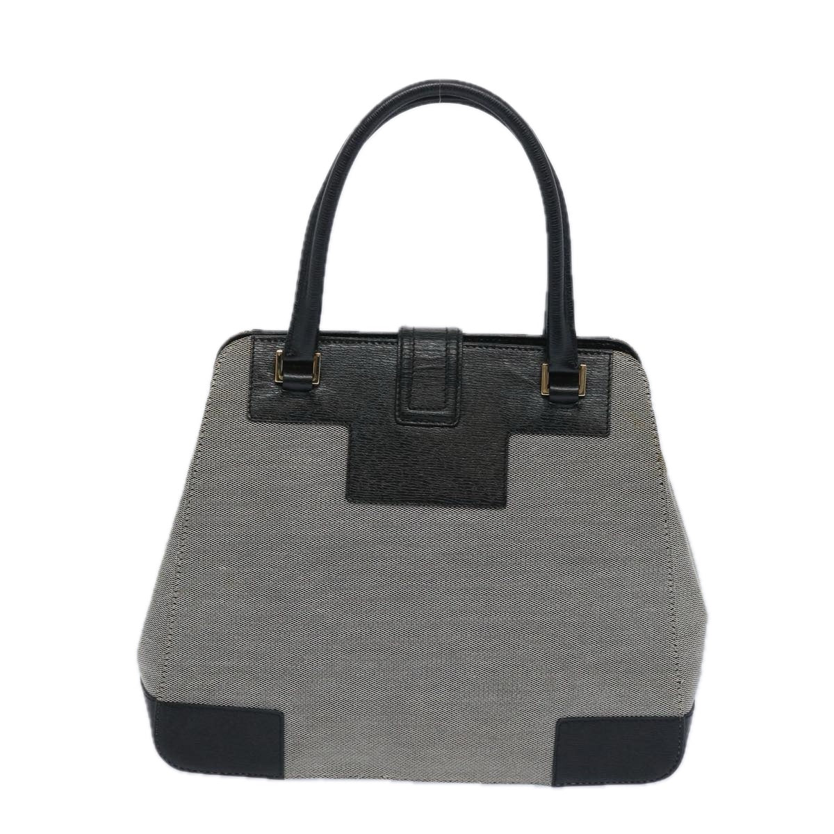 GUCCI Hand Bag Canvas Gray Black  10469