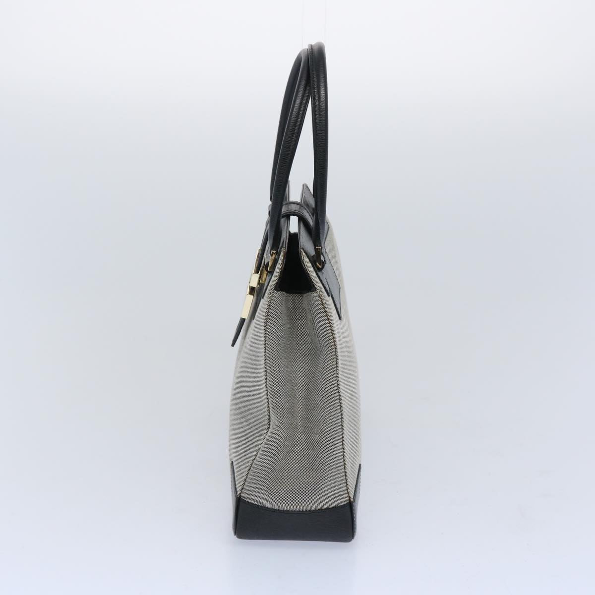 GUCCI Hand Bag Canvas Gray Black  10469