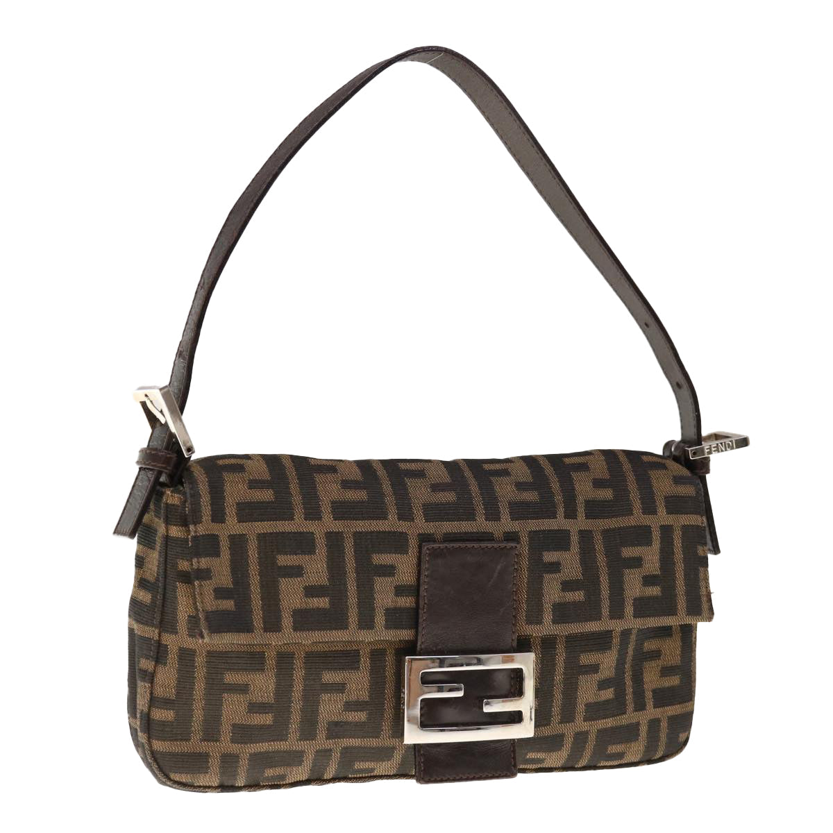 Luxury FendiZucca Canvas Mamma Baguette Shoulder Bag Brown Blackyk10477