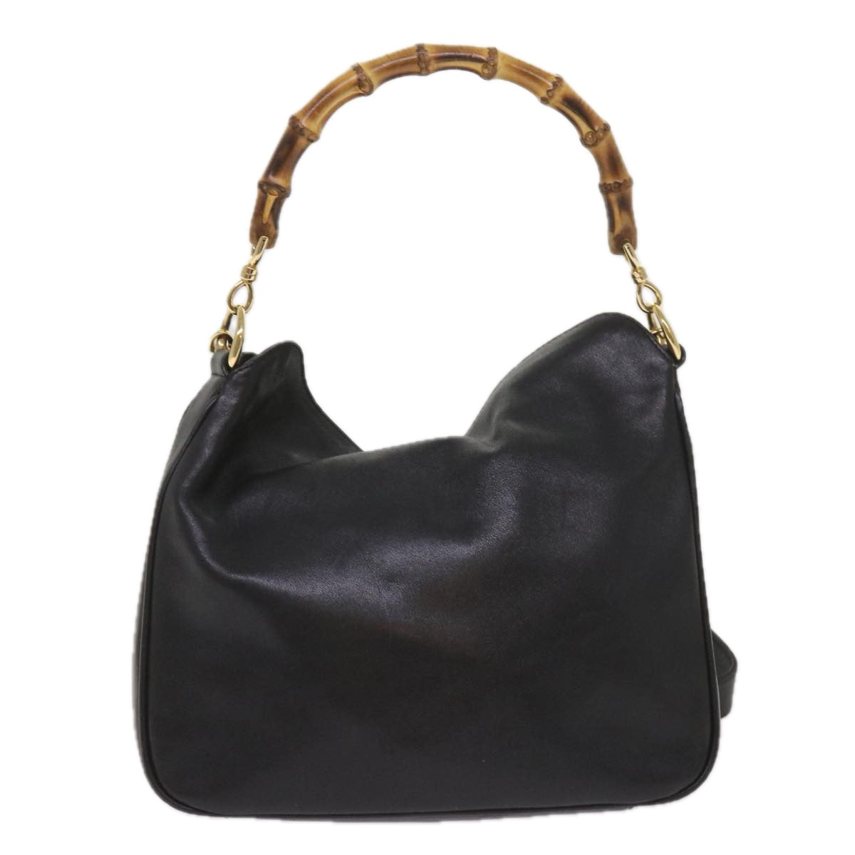 GUCCI Bamboo Shoulder Bag Leather 2way Black  10486