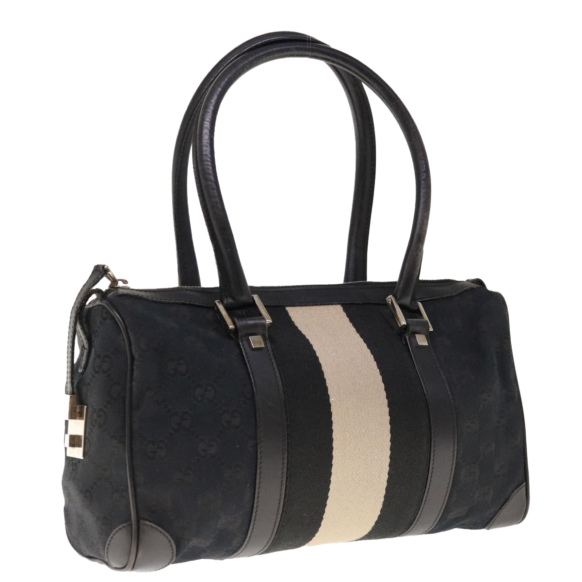GUCCI GG Canvas Shoulder Bag Black White 0000851  10502