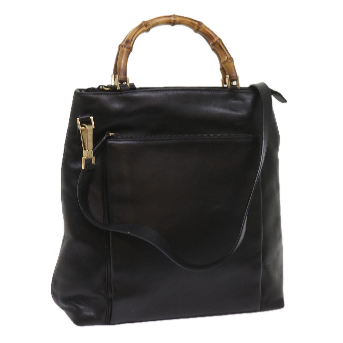 GUCCI Bamboo Shoulder Bag Leather 2way Black  10514