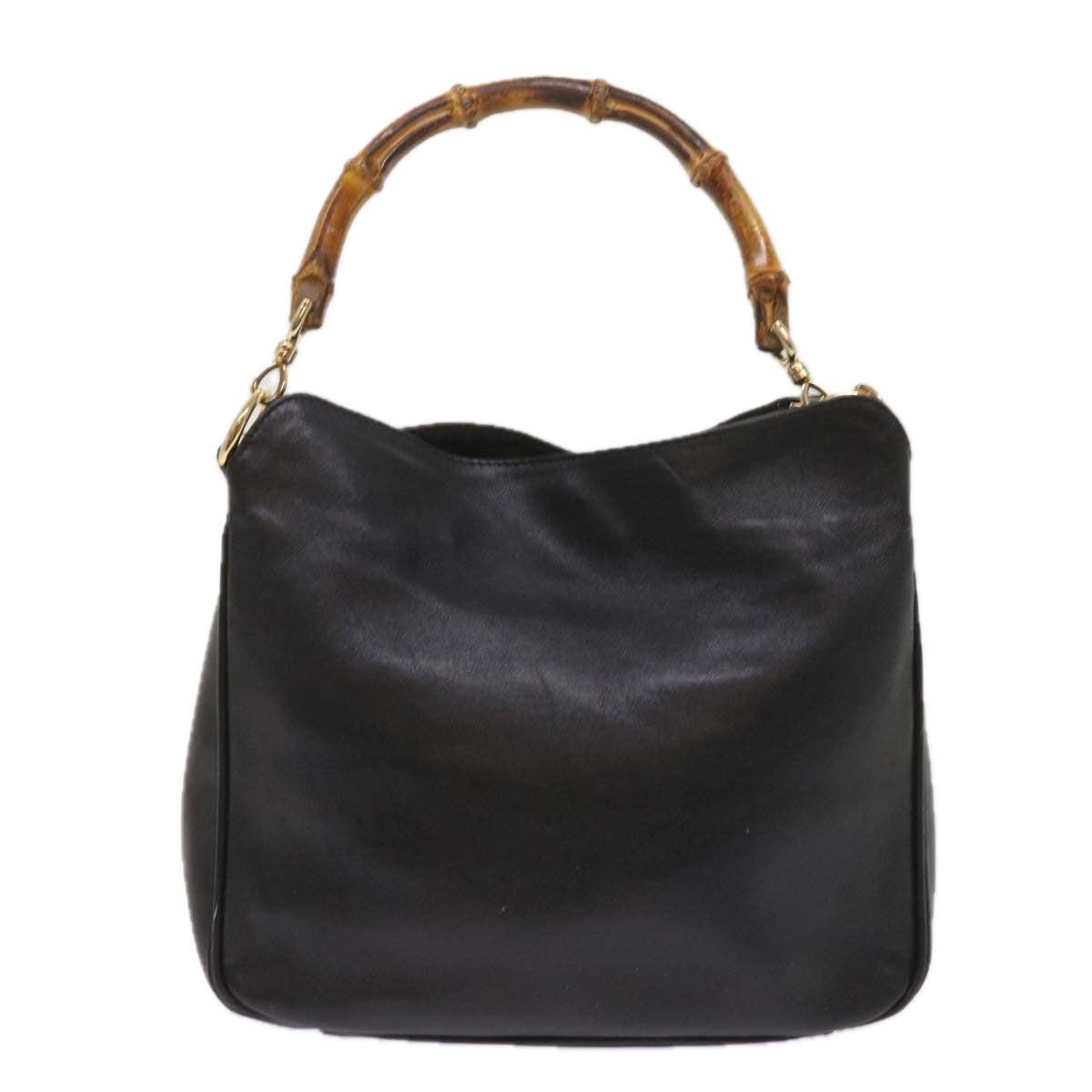 GUCCI Bamboo Shoulder Bag Leather 2way Black  10522