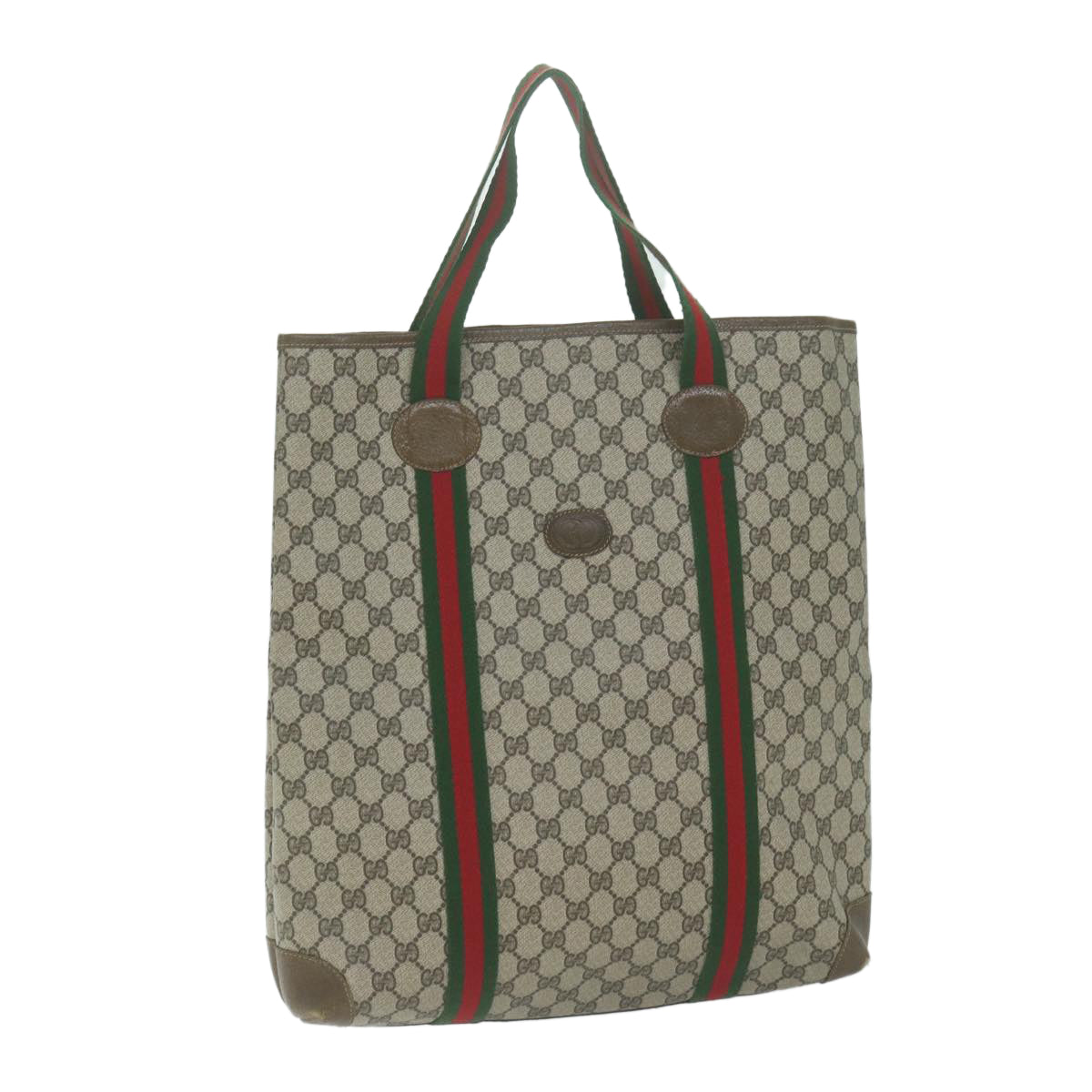 GUCCI GG Supreme Web Sherry Line Hand Bag PVC Beige Red Green  10547