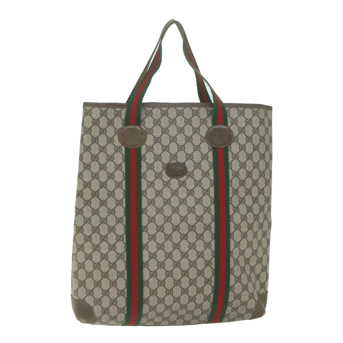 GUCCI GG Supreme Web Sherry Line Hand Bag PVC Beige Red Green  10547