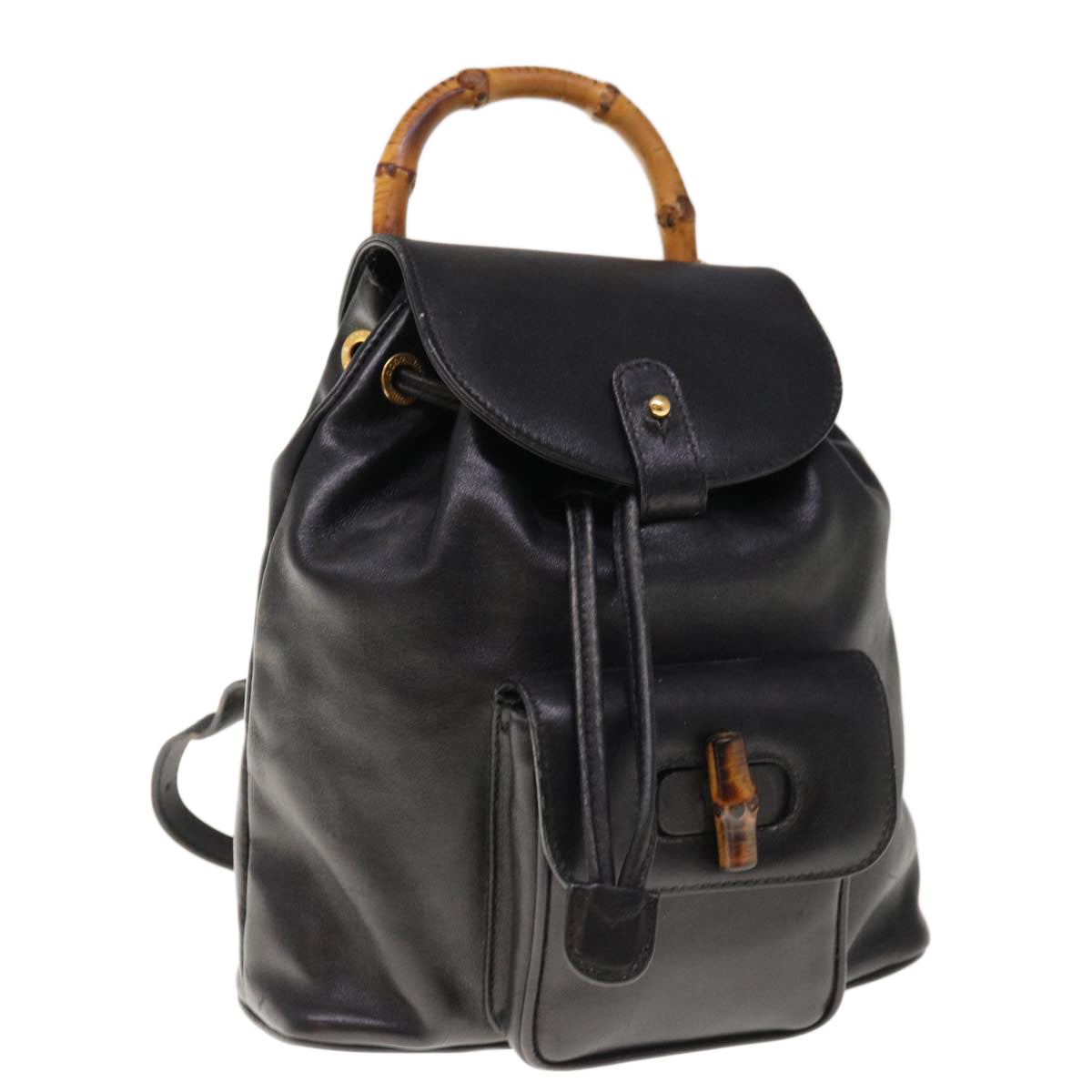GUCCI Bamboo Backpack Leather Black 003 2034 0030  10569