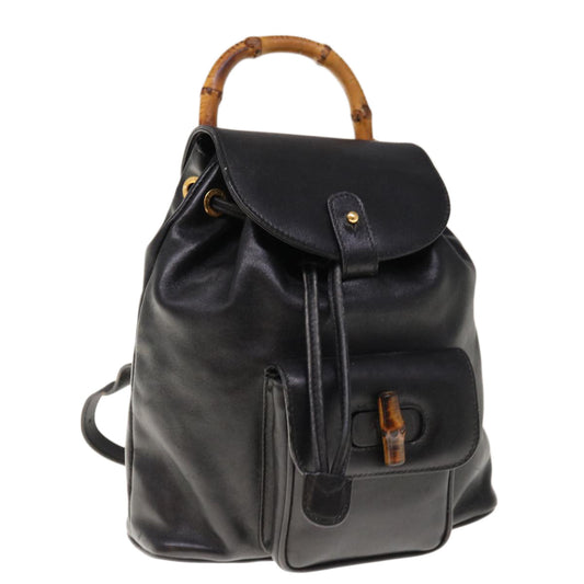 GUCCI Bamboo Backpack Leather Black 003 2034 0030  10569