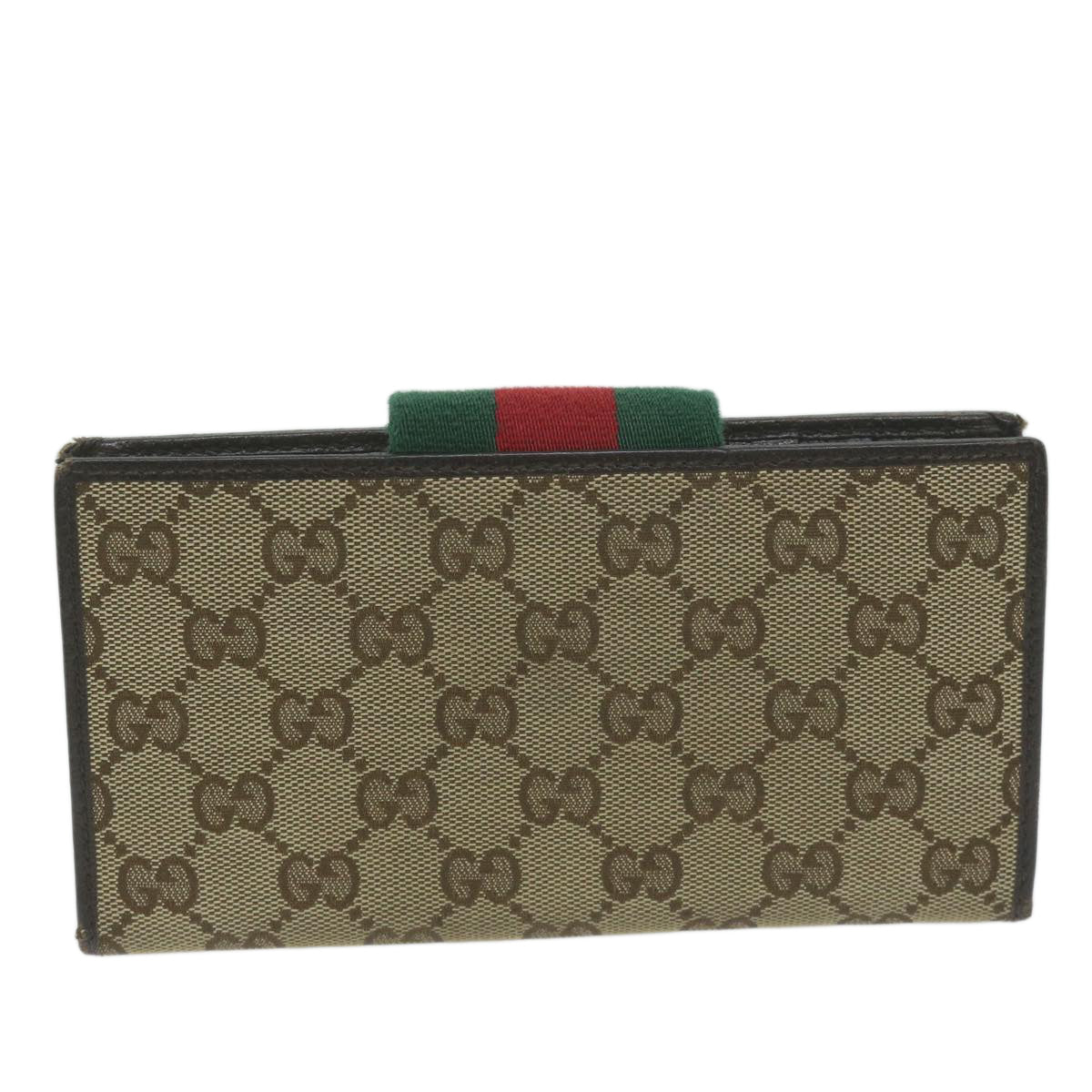 GUCCI GG Canvas Web Sherry Line Wallet Beige Green Red  10574