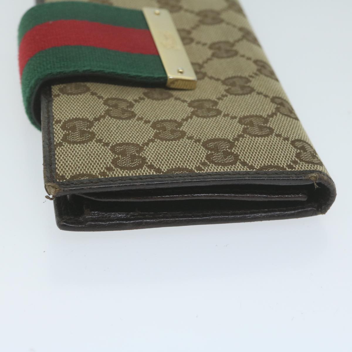 GUCCI GG Canvas Web Sherry Line Wallet Beige Green Red  10574