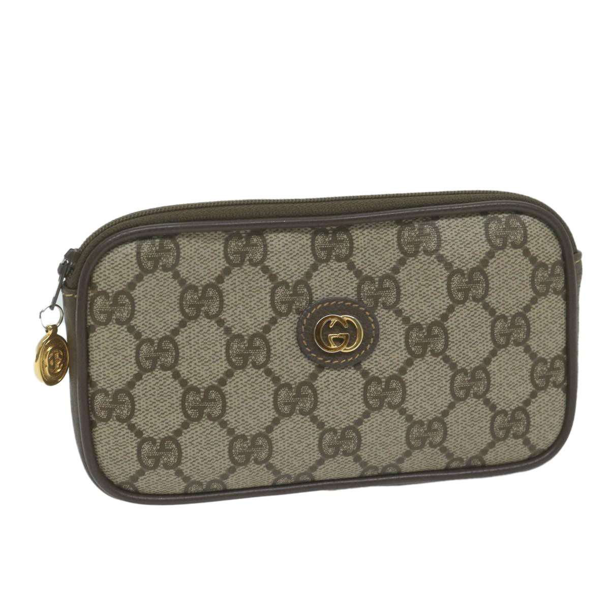 GUCCI GG Supreme Pouch PVC Leather Beige 039 084 0906  10591
