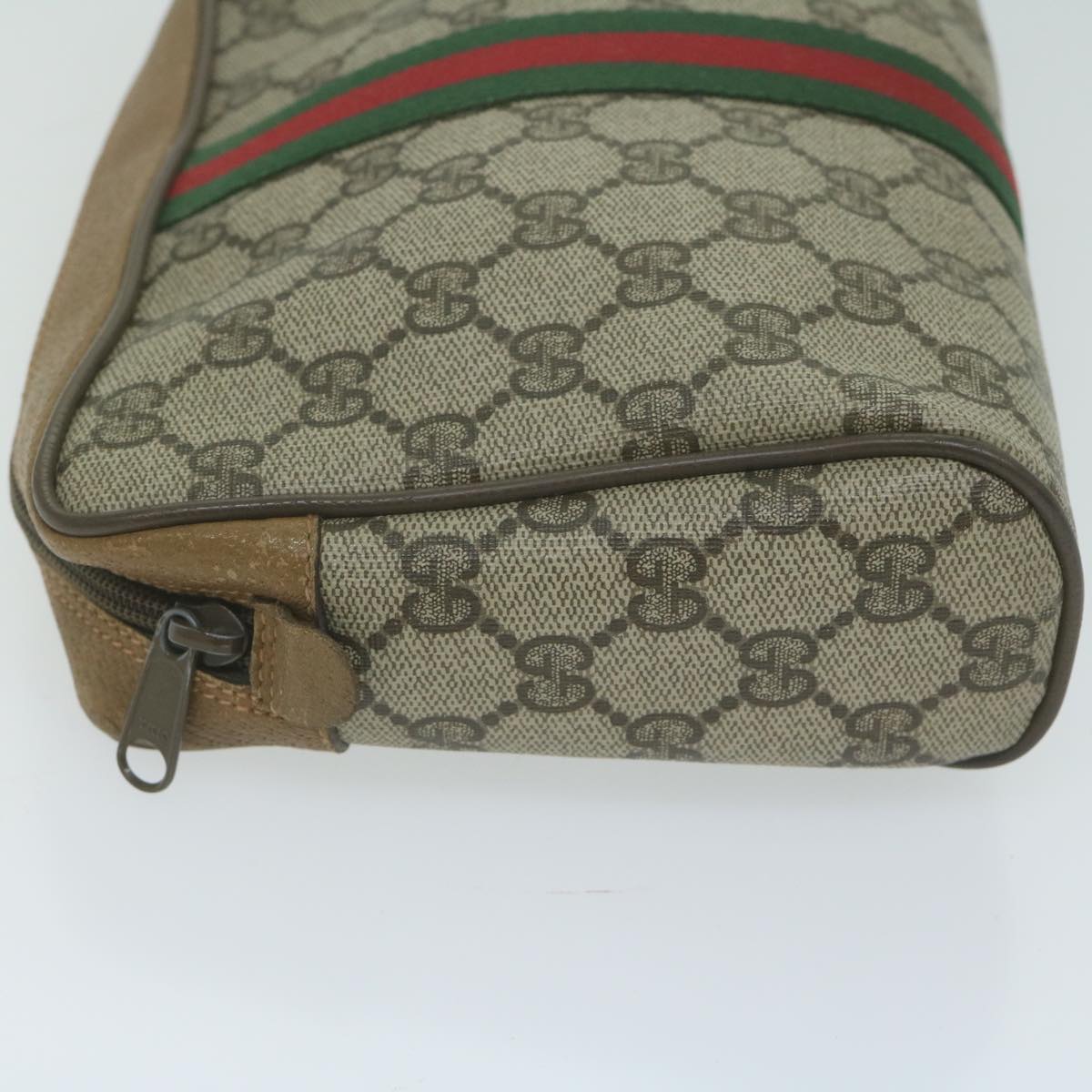 GUCCI GG Supreme Web Sherry Line Clutch Bag PVC Beige 89 01 012  10592