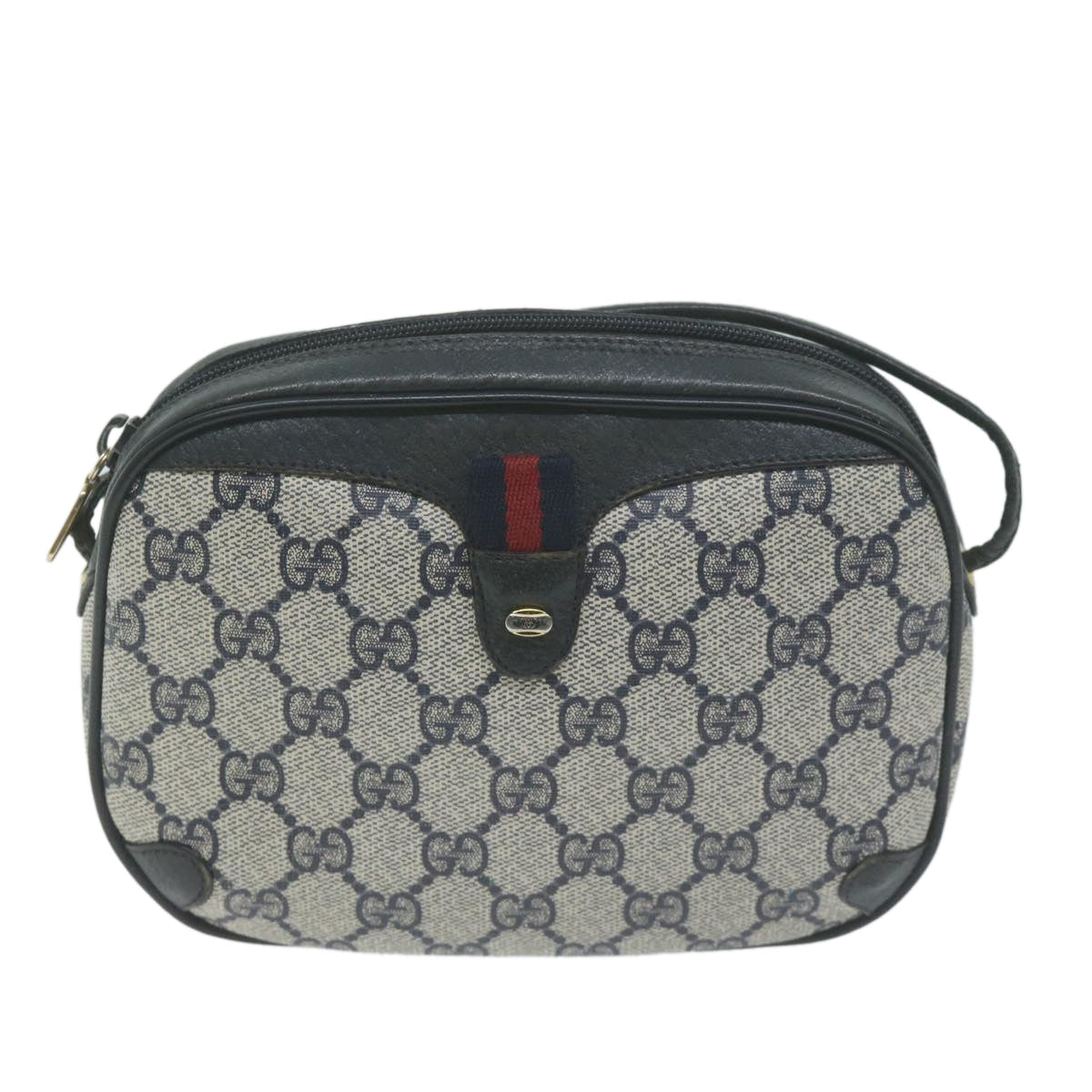 GUCCI GG Supreme Sherry Line Shoulder Bag PVC Red Navy 89 02 066  10601