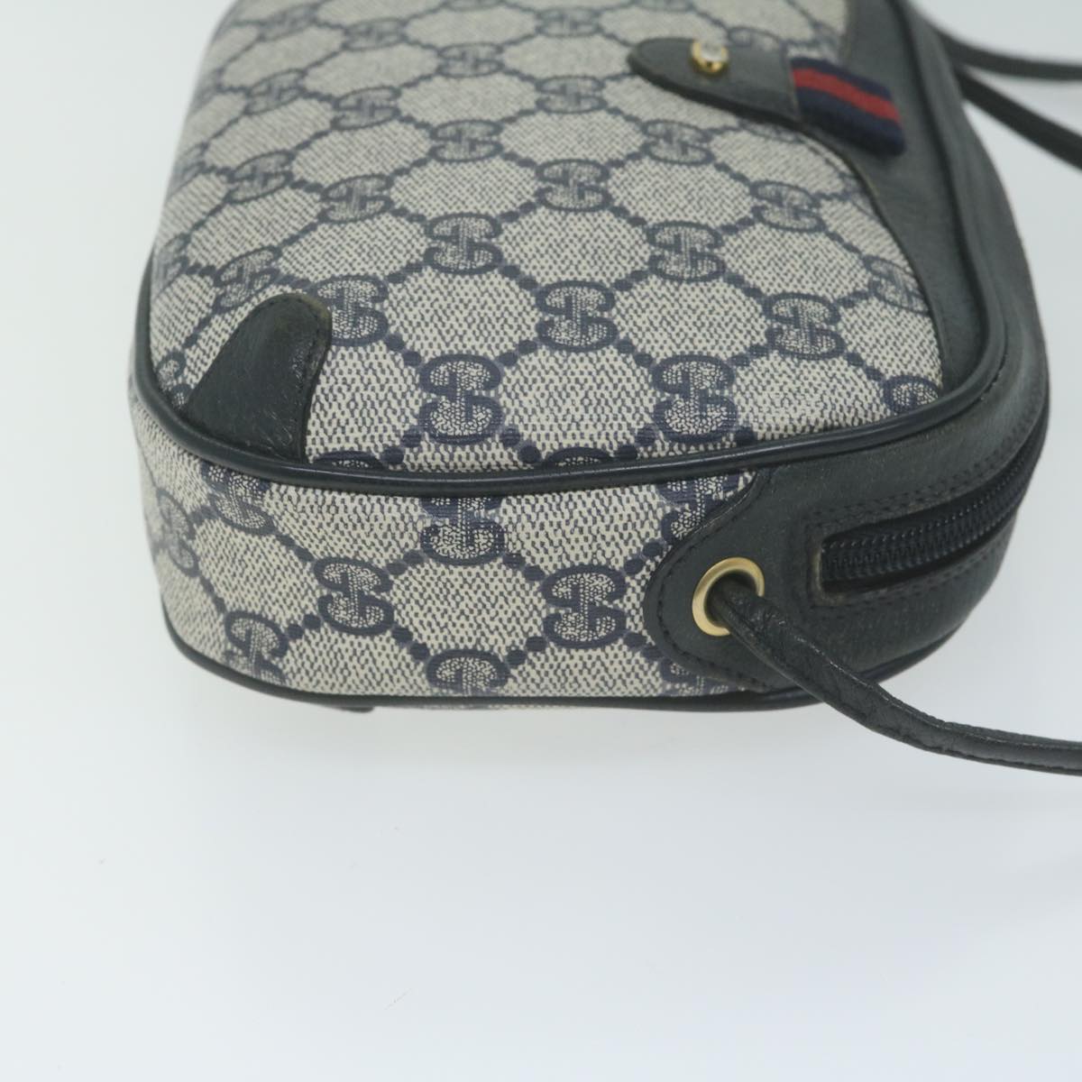 GUCCI GG Supreme Sherry Line Shoulder Bag PVC Red Navy 89 02 066  10601