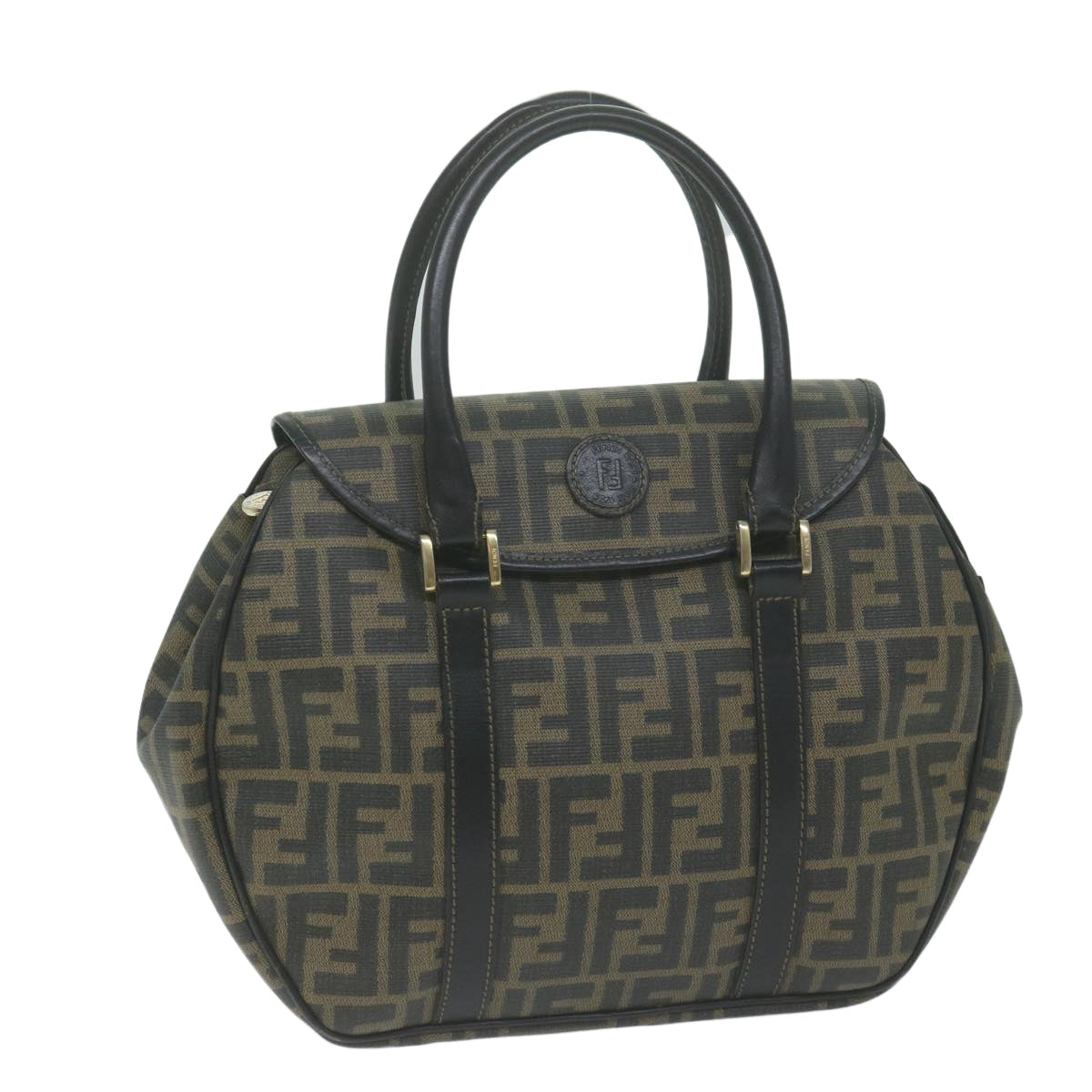 Luxury FendiZucca Canvas Hand Bag Black Brownyk10606