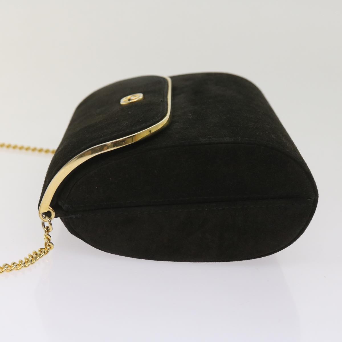 GUCCI Interlocking Chain Shoulder Bag Suede Black  10611
