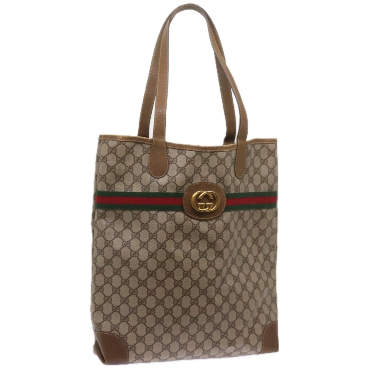 GUCCI GG Supreme Web Sherry Line Tote Bag PVC Beige 002 904 0131  10618