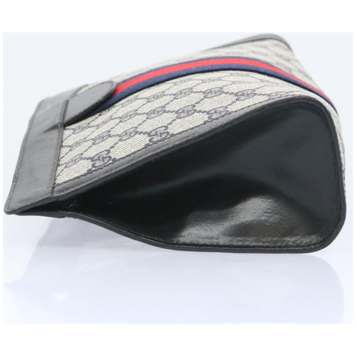 GUCCI GG Supreme Sherry Line Clutch Bag PVC Navy Red 67 014 2125  10630