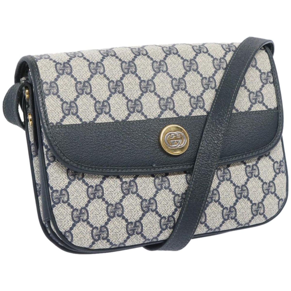 GUCCI GG Supreme Shoulder Bag PVC Navy 001 084  10631