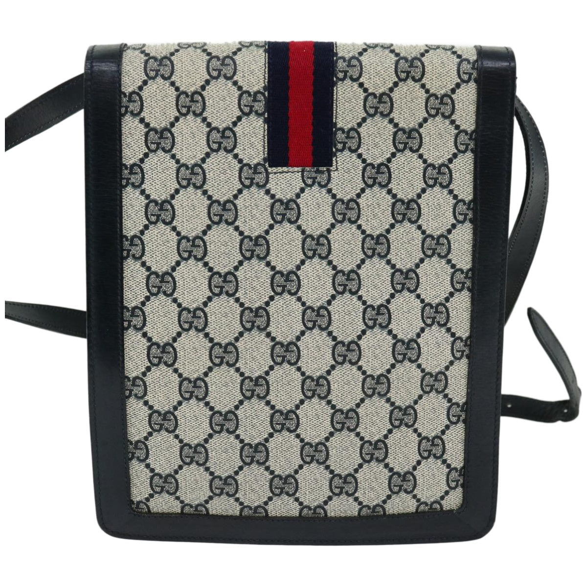 GUCCI GG Supreme Sherry Line Shoulder Bag PVC Red Navy  10640