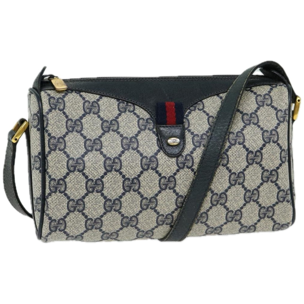 GUCCI GG Supreme Sherry Line Shoulder Bag PVC Red Navy 89 02 018  10686