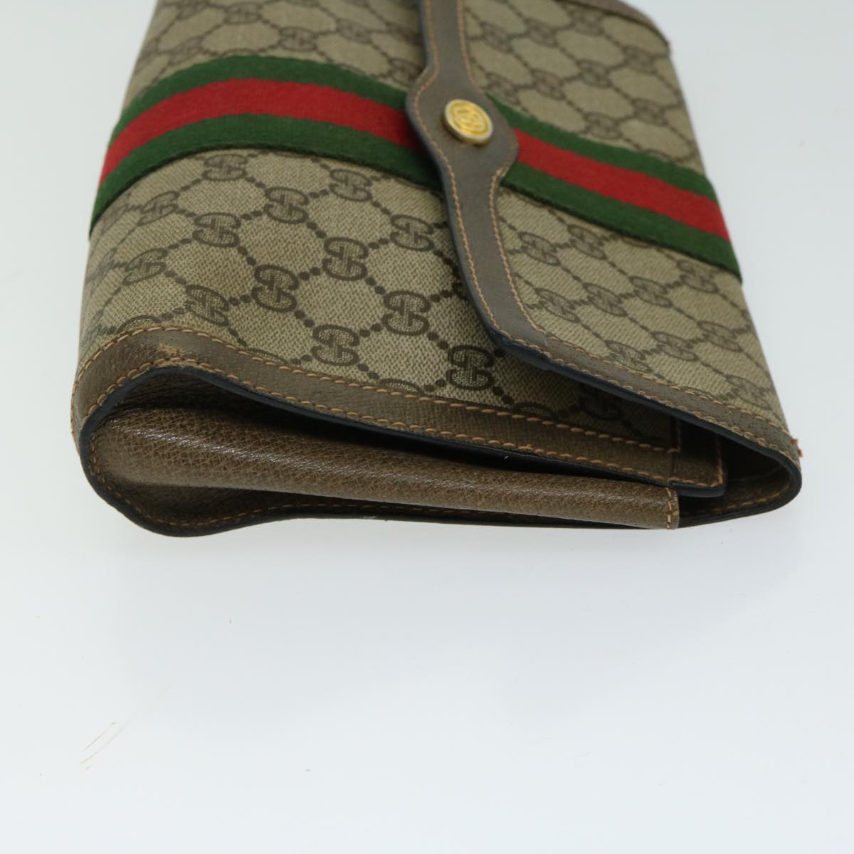 GUCCI GG Supreme Web Sherry Line Clutch Bag PVC Beige 89 01 006  10694