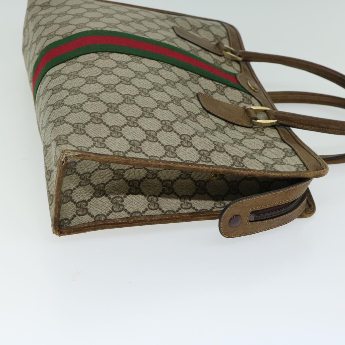 GUCCI GG Supreme Web Sherry Line Hand Bag Beige Red 002 4083 39  10706