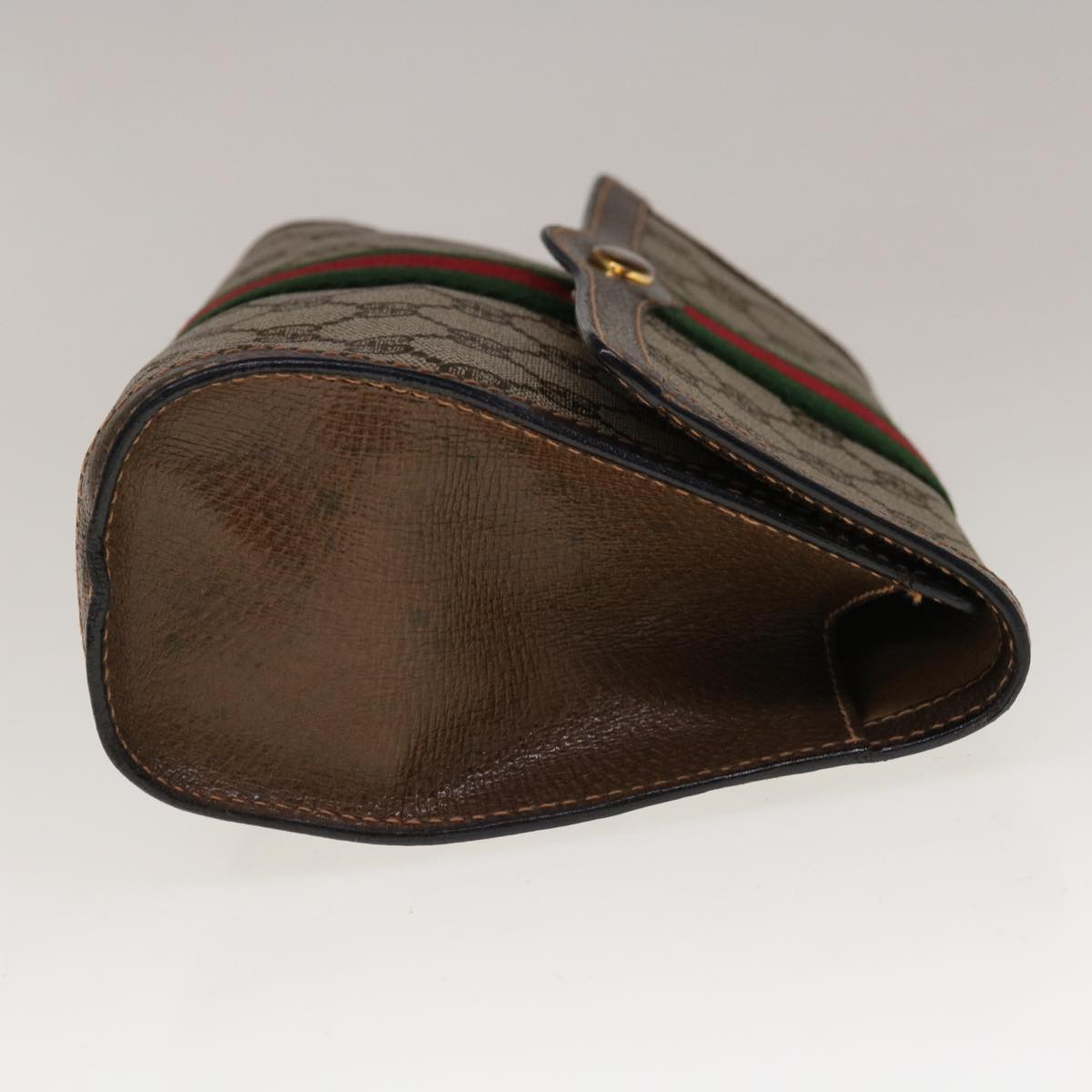 GUCCI GG Canvas Web Sherry Line Clutch Bag PVC Beige Red 89 01 006  10724