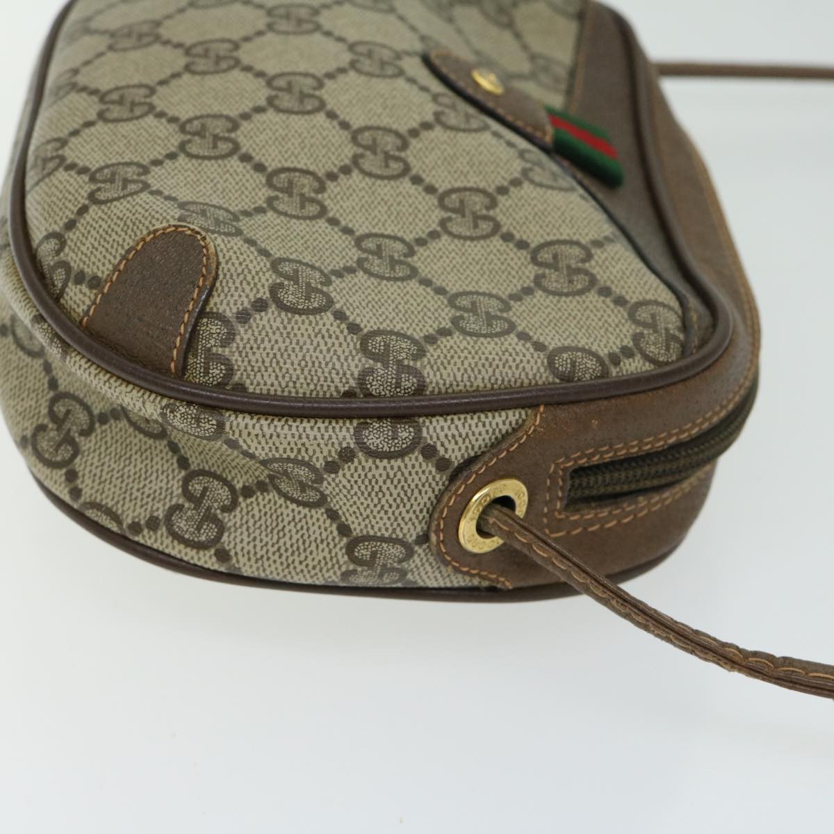 GUCCI GG Supreme Web Sherry Line Shoulder Bag PVC Beige 156 02 066  10732