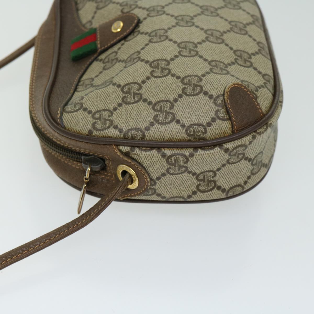 GUCCI GG Supreme Web Sherry Line Shoulder Bag PVC Beige 156 02 066  10732