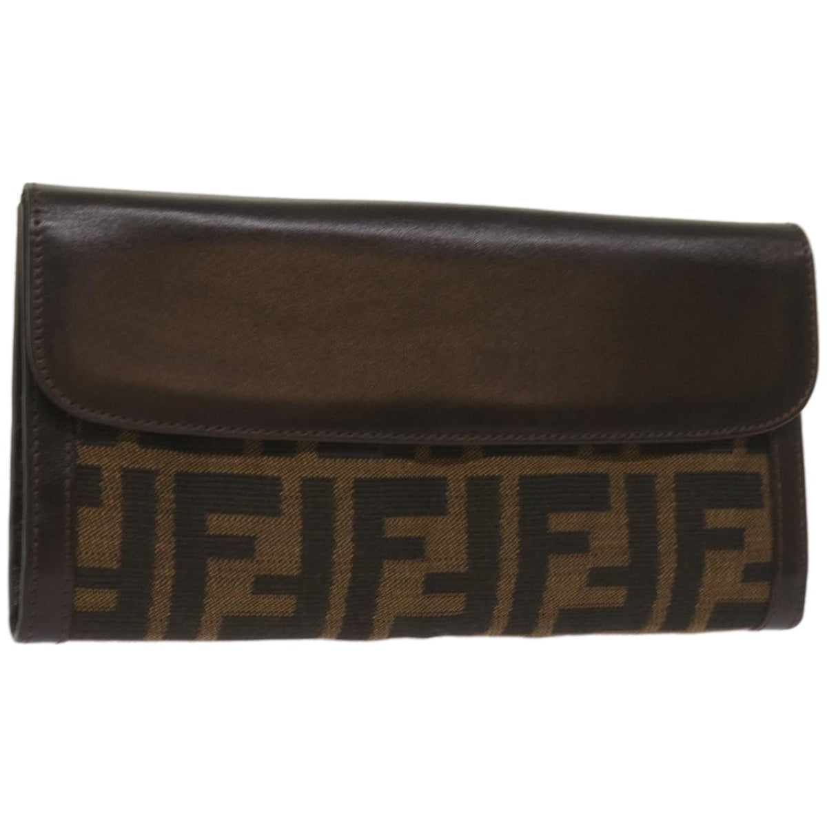 Luxury FendiZucca Canvas Long Wallet Black Brownyk10736