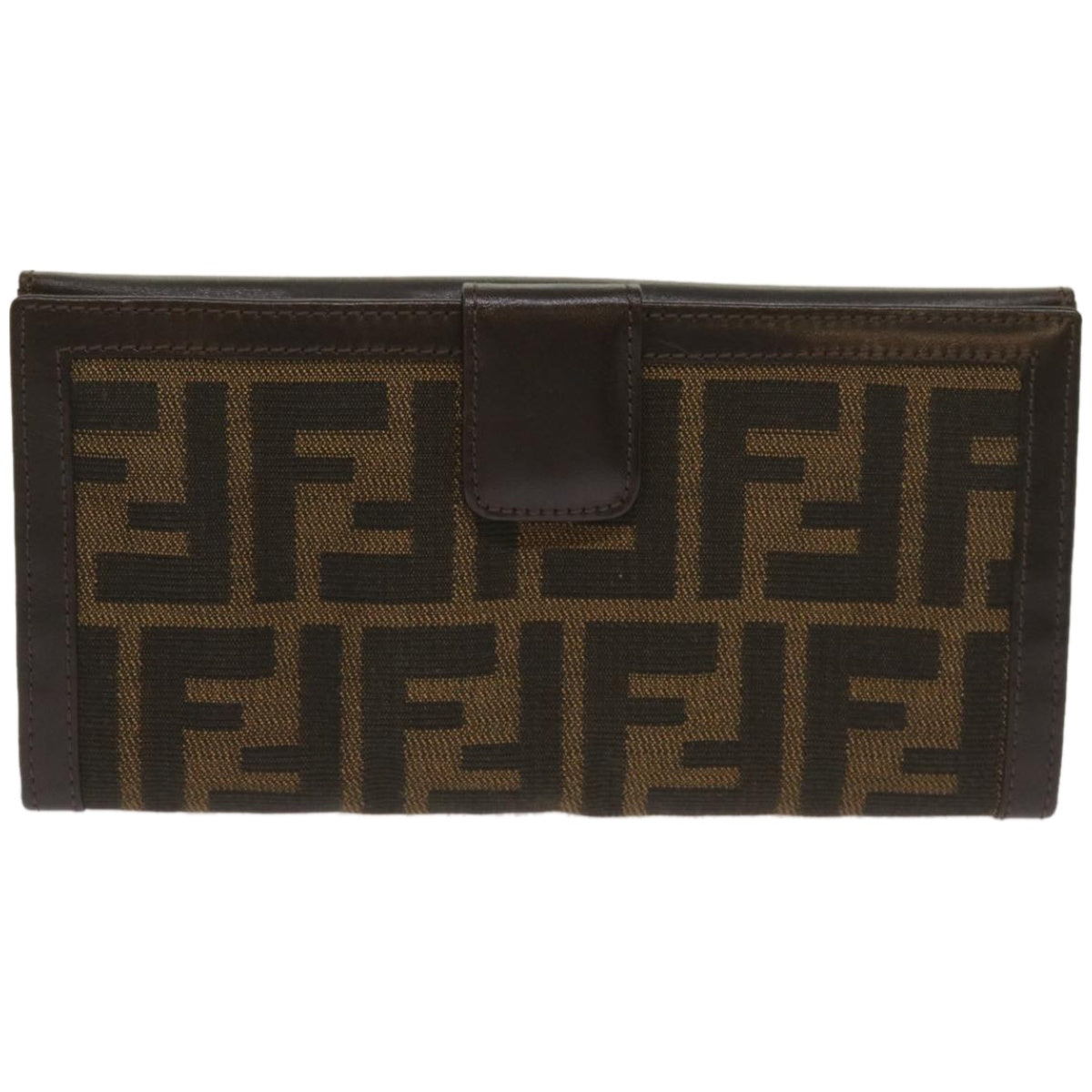 Luxury FendiZucca Canvas Long Wallet Black Brownyk10736