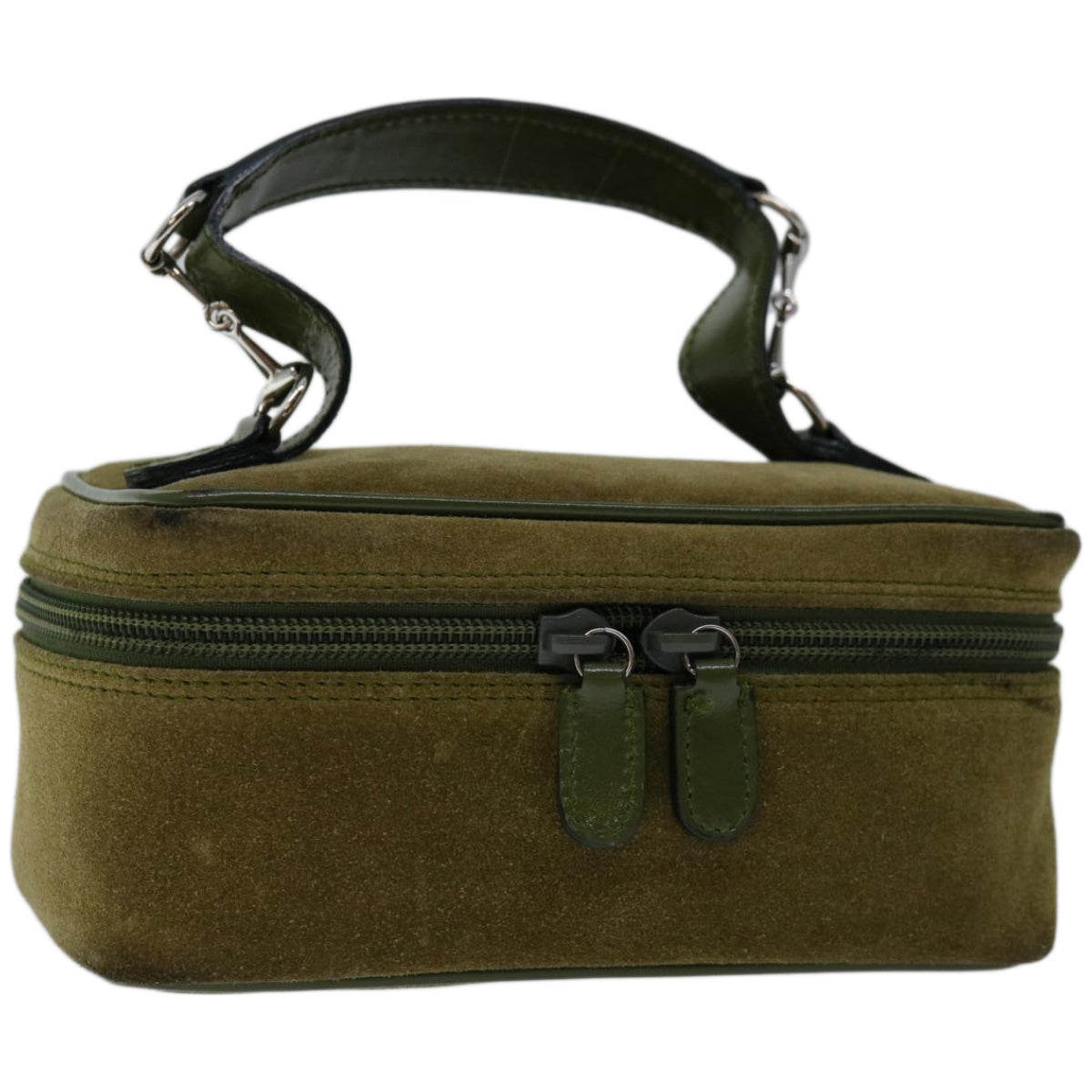 GUCCI Horsebit Vanity Cosmetic Pouch Suede Green 032 1705  10797