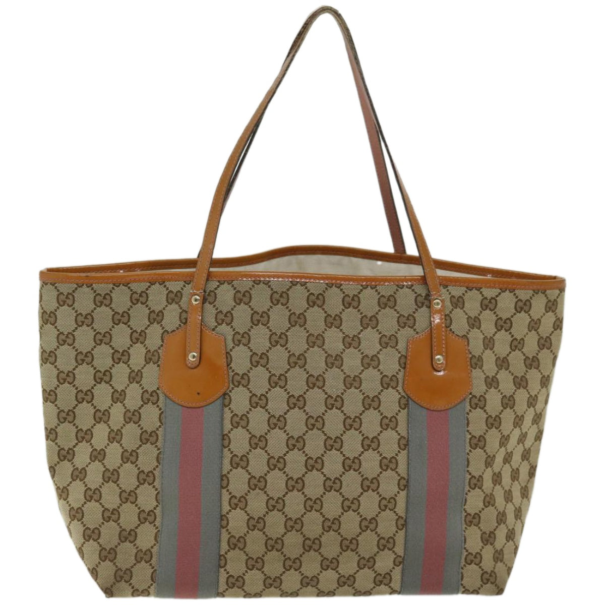 GUCCI GG Canvas Sherry Line Tote Bag Gray Beige pink 211970  10798