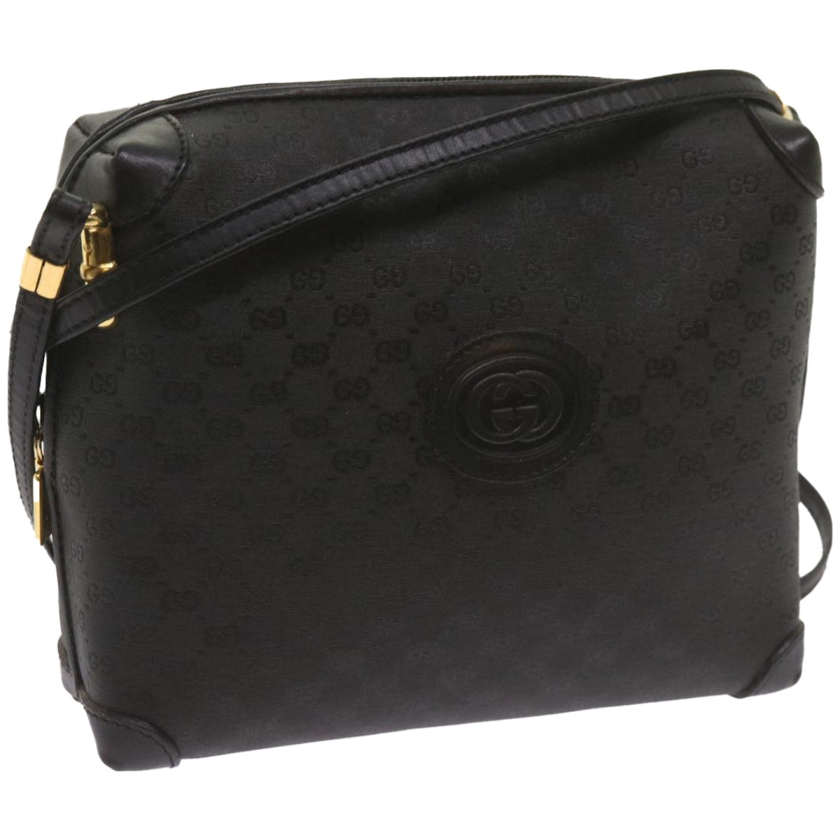 GUCCI Micro GG Canvas Shoulder Bag PVC Leather Black 007 115 4916  10834