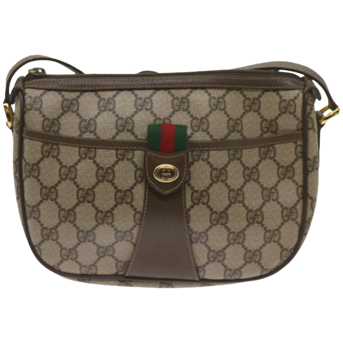 GUCCI GG Canvas Web Sherry Line Shoulder Bag Red Beige 89 02 032  10871
