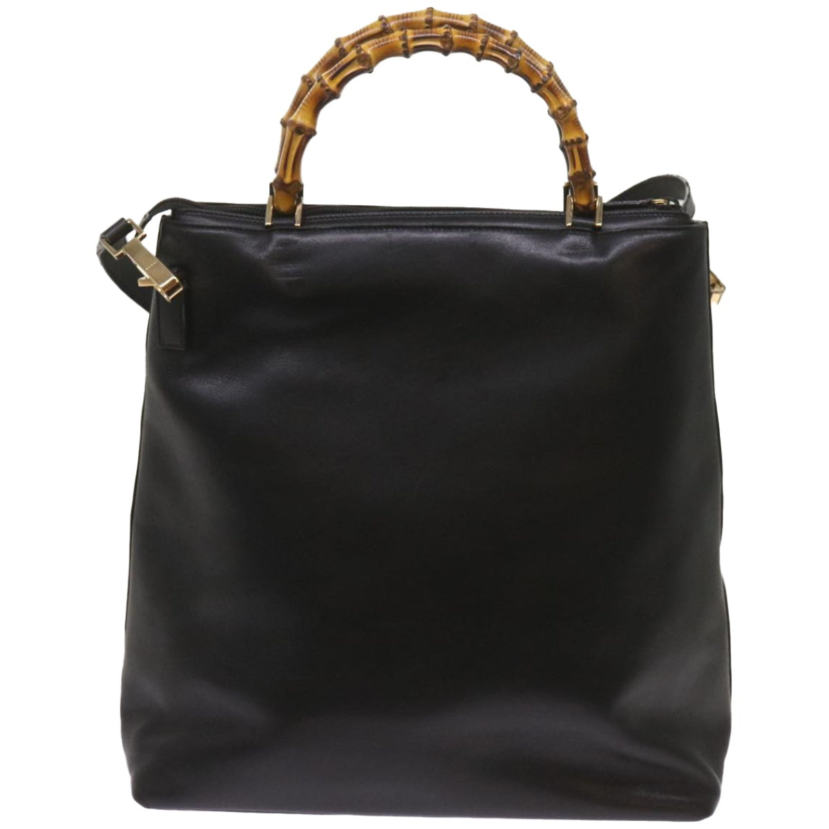 GUCCI Bamboo Hand Bag Leather 2way Black 002 1956 0506  10898
