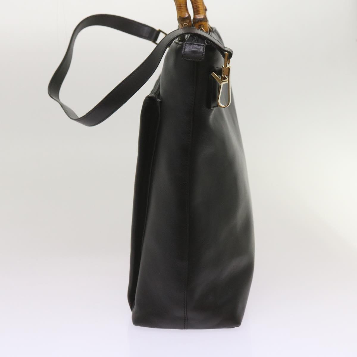 GUCCI Bamboo Hand Bag Leather 2way Black 002 1956 0506  10898
