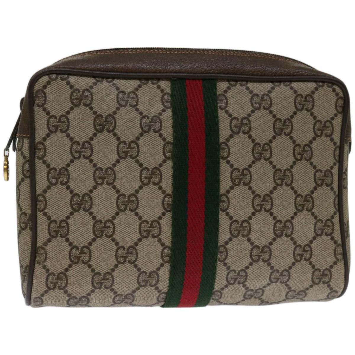 GUCCI GG Supreme Web Sherry Line Clutch Bag PVC Beige 84 01 012  10926