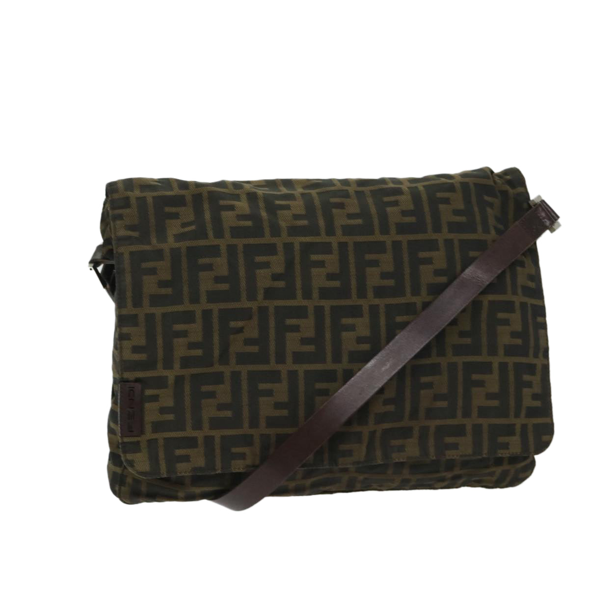 Luxury FendiZucca Canvas Shoulder Bag Black Brownyk10938