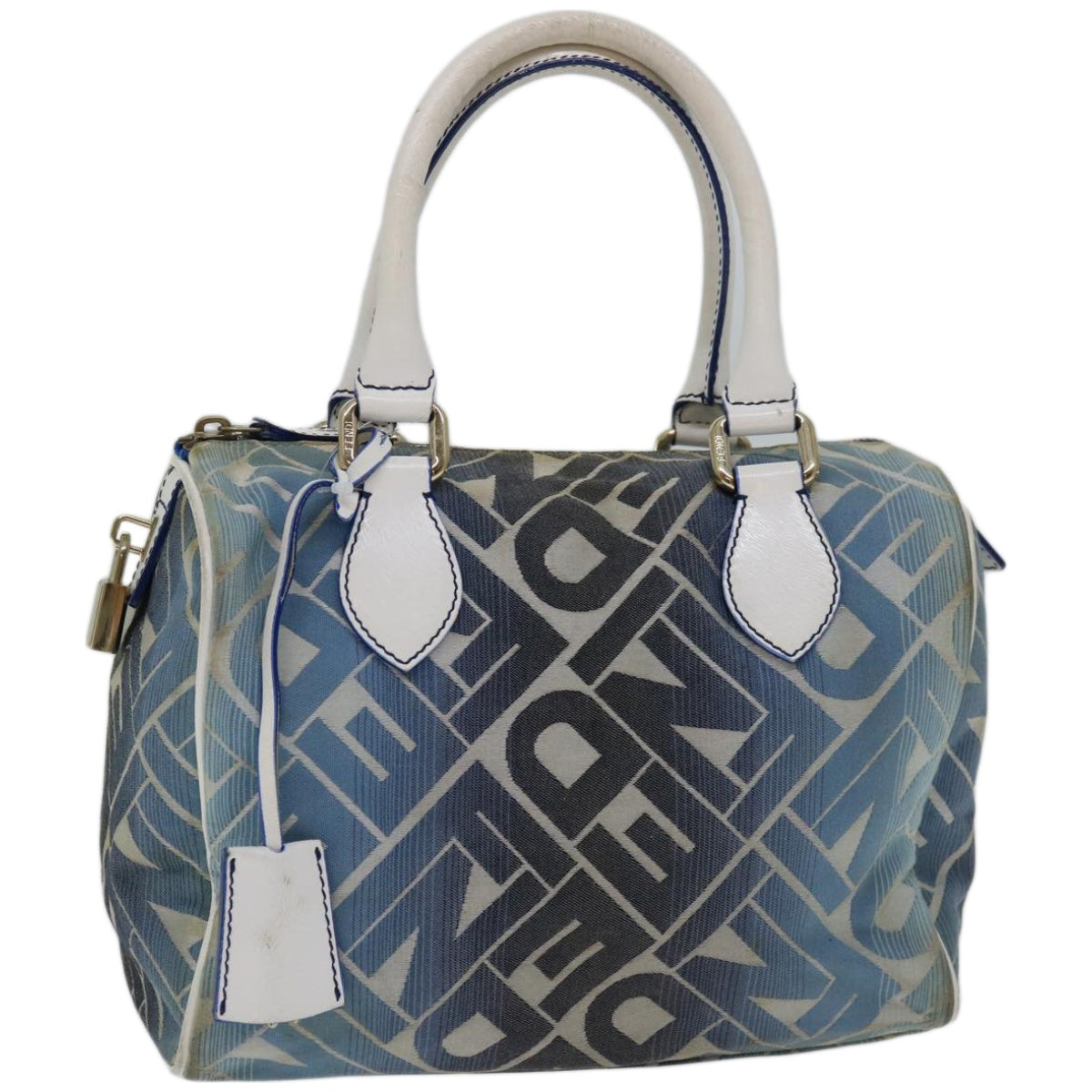 Luxury FendiMini Boston Bag Canvas Blueyk10944